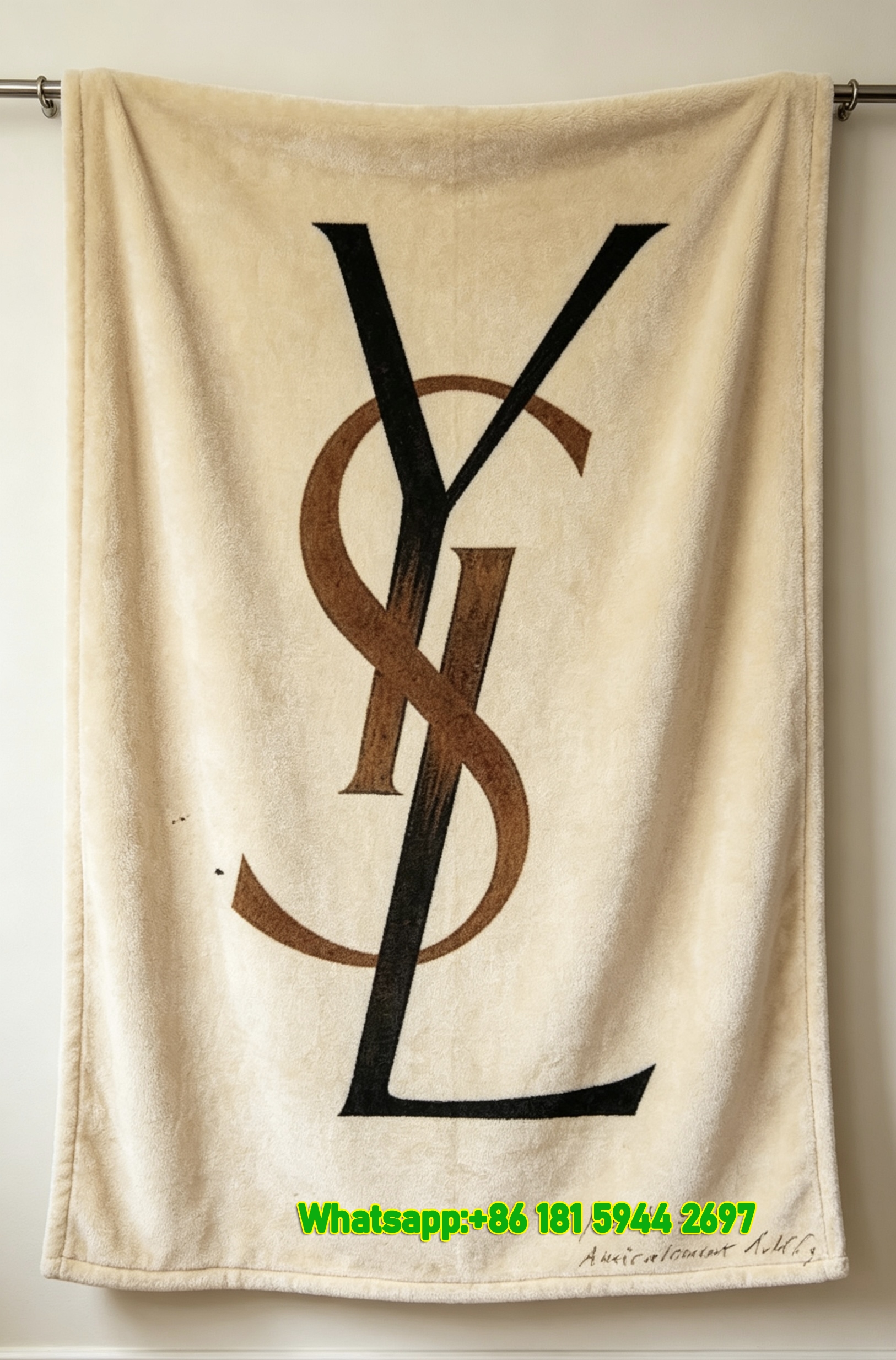 Yves Saint Laurent YSL Pink Floral Watercolor Art Printed Fleece Throw Blanket IMG_3213